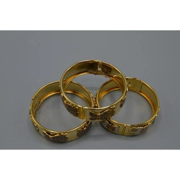 Butterfly Enamel Hinge Bracelet Set  of 3 - Picture 5 of 10